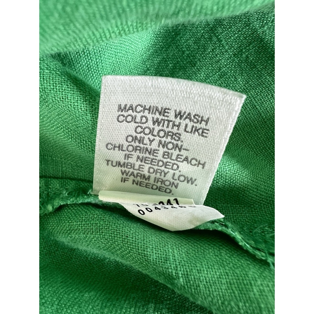 J Jill Love Linen Women's Button Front Blouse Green Size Medium 100% Linen - Picture 9 of 10
